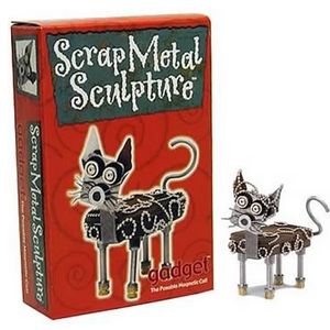 Gadget Kitty Kat Scrap Metal Sculpture Magnetic Cat Art